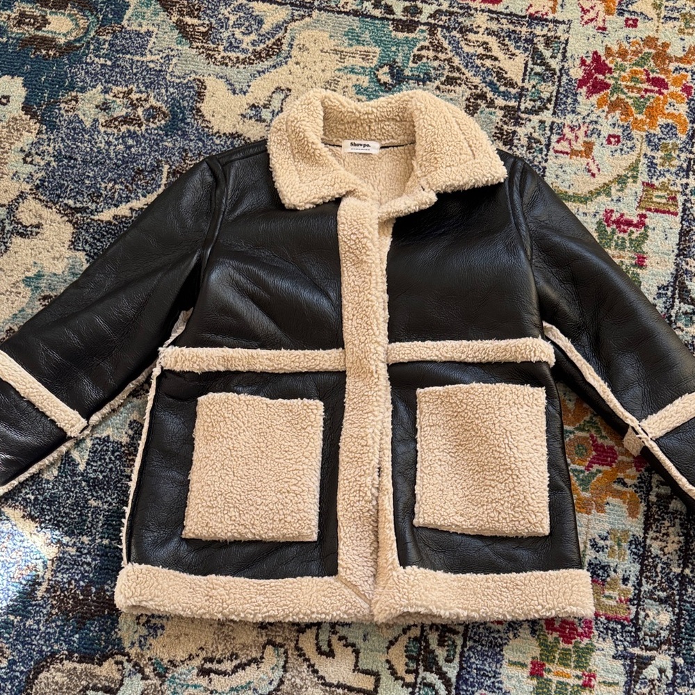 Showpo Cream Shearling faux leather Jacket size 8